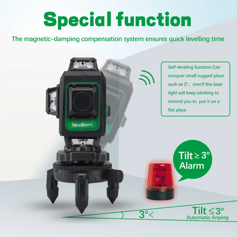 NewBeat Green Beam Rotary Laser Level – 16 Lines / 4D / 360° Self-Leveling