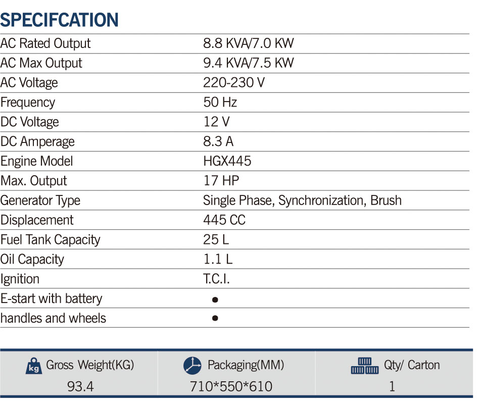 MAXMECH RWD-8800E Petrol Generator