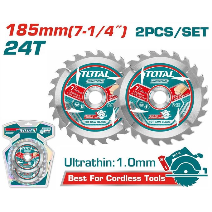 TOTAL TAC2331853 185mm Ultra-Thin TCT Saw Blade Set (2pcs)